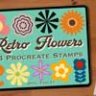 44 Retro Groovy Flower Procreate Stamps