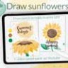 DIY Procreate watercolor. Sunflowers