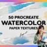 50 Watercolor Paper Textures Brushes for Procreate