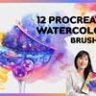 12 Procreate Watercolor Brushes